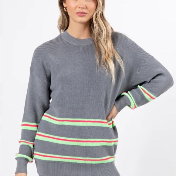 Pink Lily Sweaters - Pink Lily Striped Sweater‎ Set